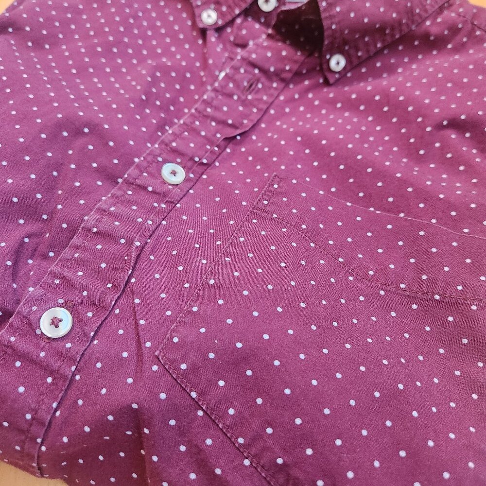American Eagle Burgundy Micro Dot Button Down Shirt Men’s Large Classic Fit